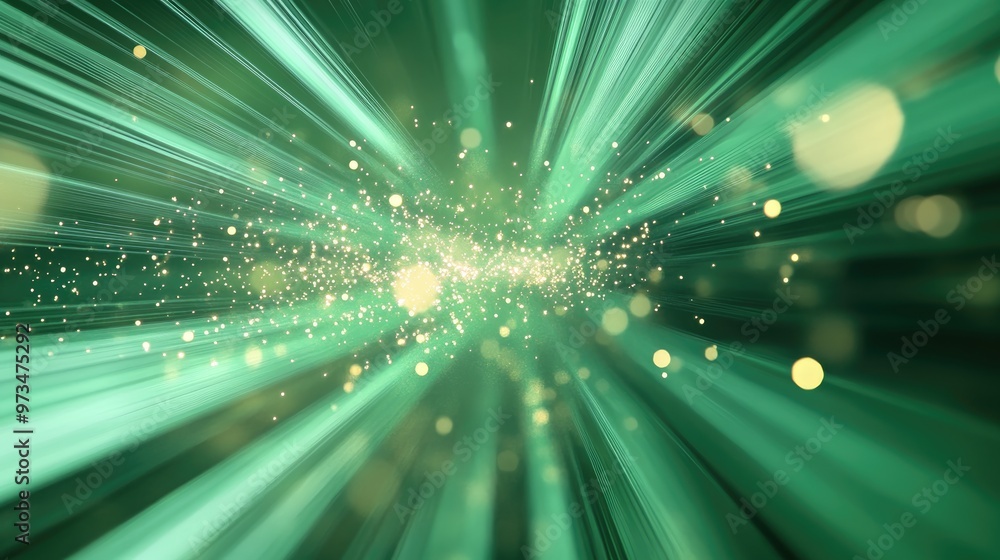 Poster abstract green blurred backdrop with a soft gradient of light featuring a space for text