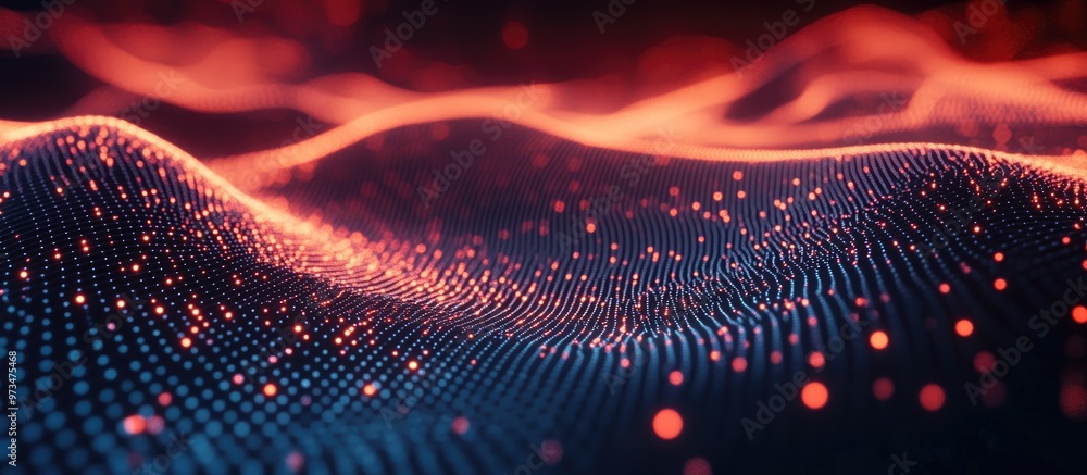 Poster 3d space featuring connected dots and arbitrary numbers