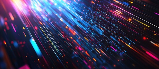 Obraz premium Multicolored geometric lines intersecting Graphic representation of digital technology Abstract design