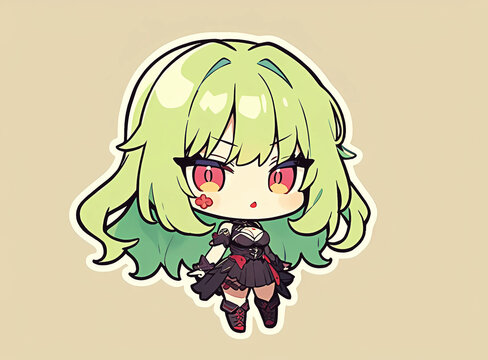 Chica anime chibi kawai, sticker