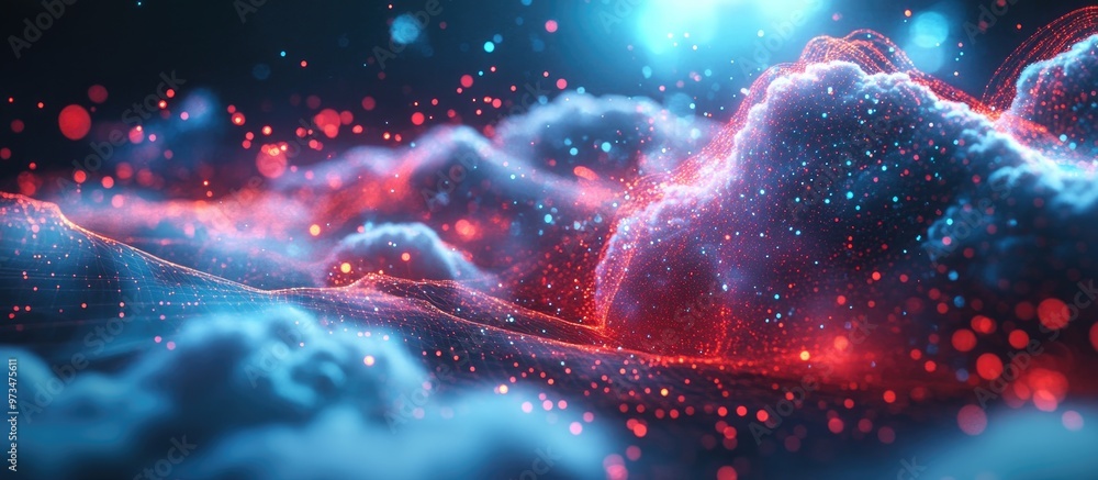 Poster cloud computing and big data concept network connectivity of digital information with an emphasis on
