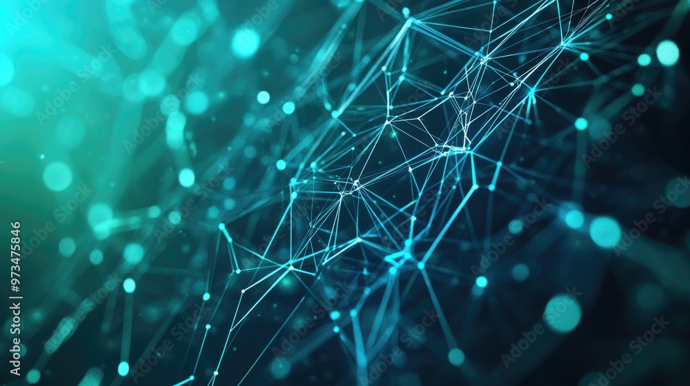Aufkleber digital technology connection with blue and green background featuring abstract elements of cyber in