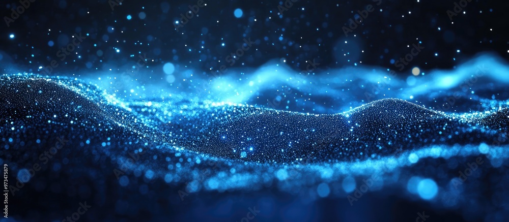 Poster abstract background of digital technology and corporate business with particle effects ideal for pre