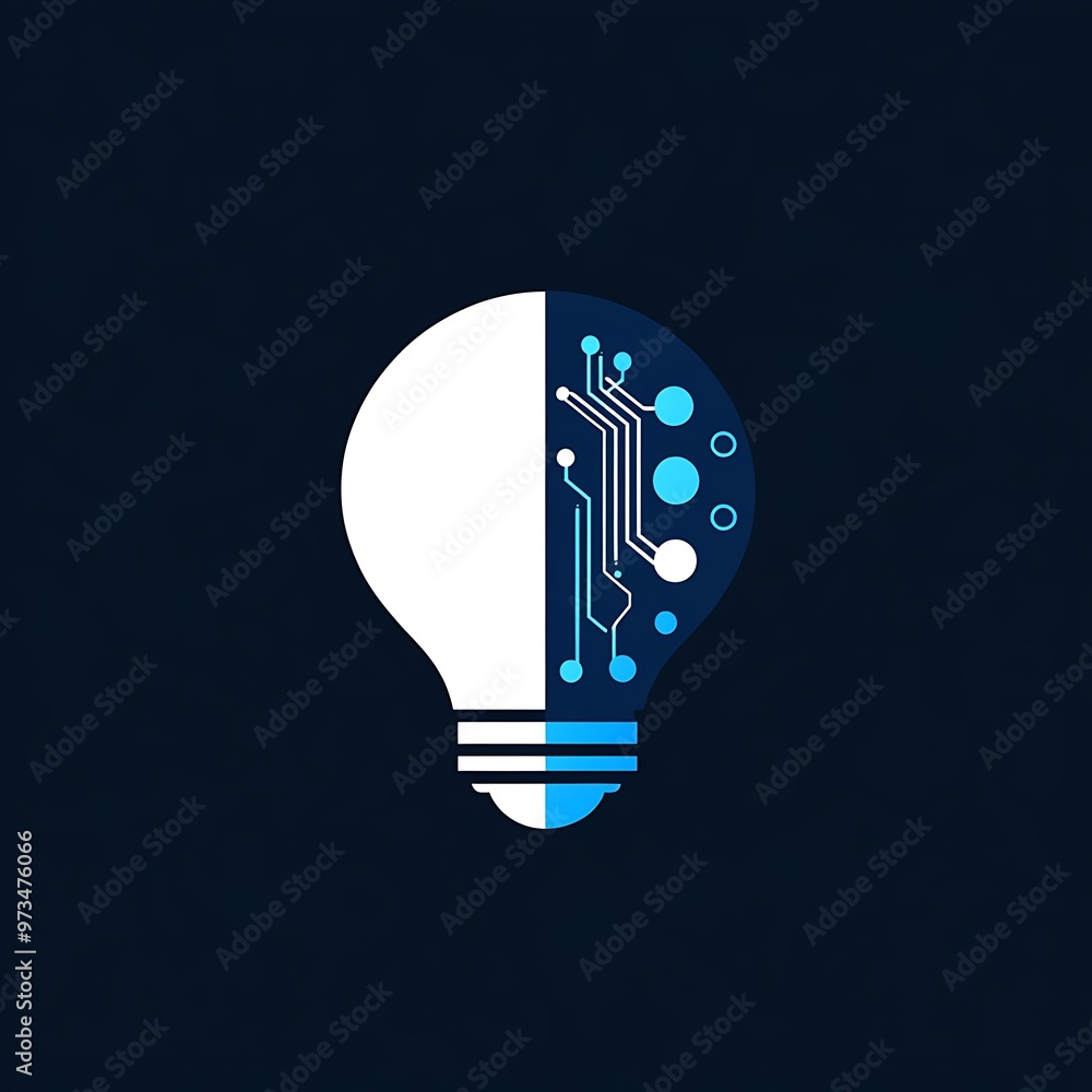 Poster lightbulb with circuit board inside, technology and innovation concept