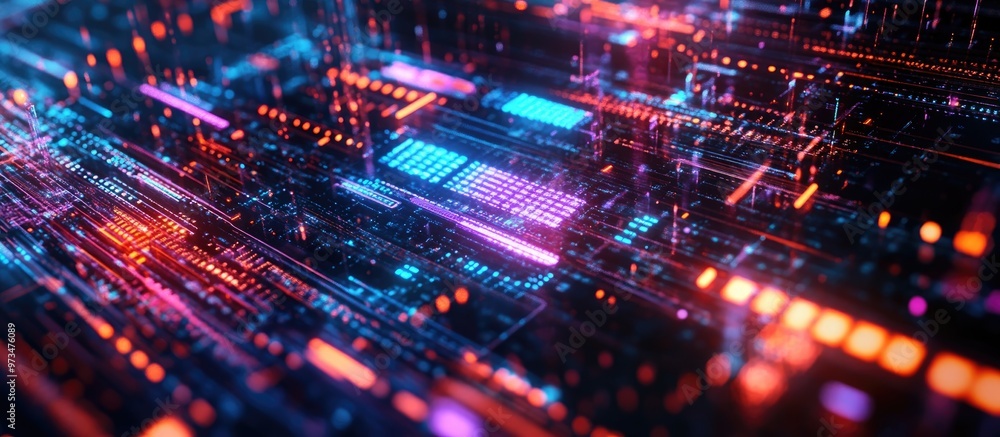 Poster digital transformation and innovation in technology for businesses represented through an abstract 3