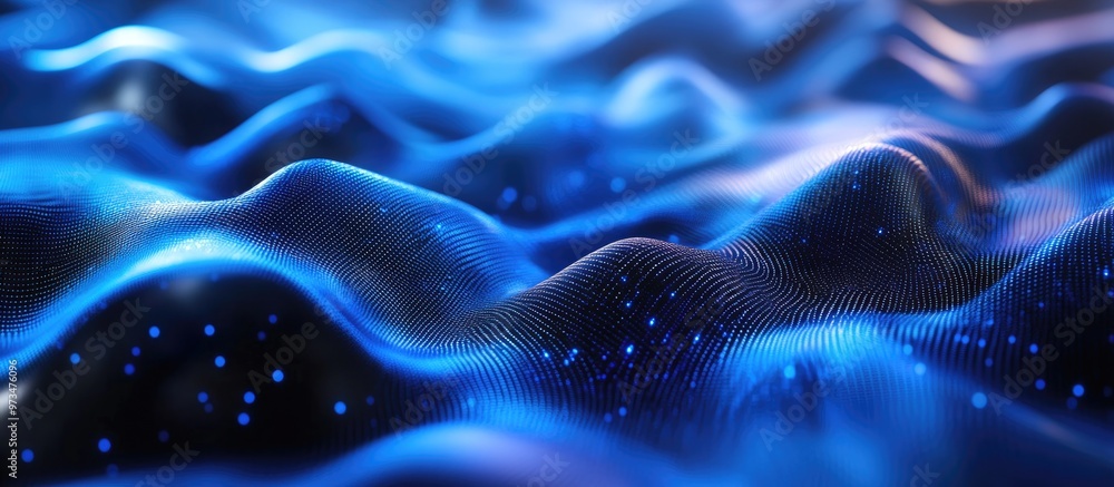 Poster blue wave light gradient texture background abstract digital backdrop featuring ai technology and bi