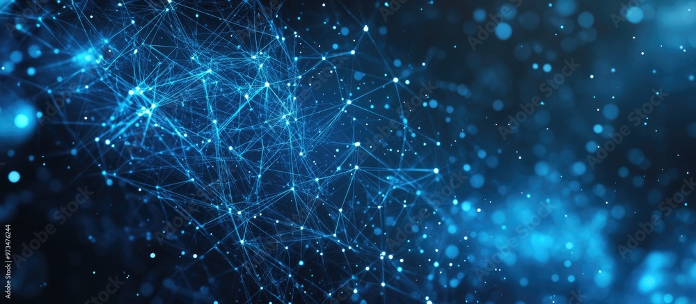Poster abstract blue polygonal technology network backdrop featuring interconnected dots and lines texture 