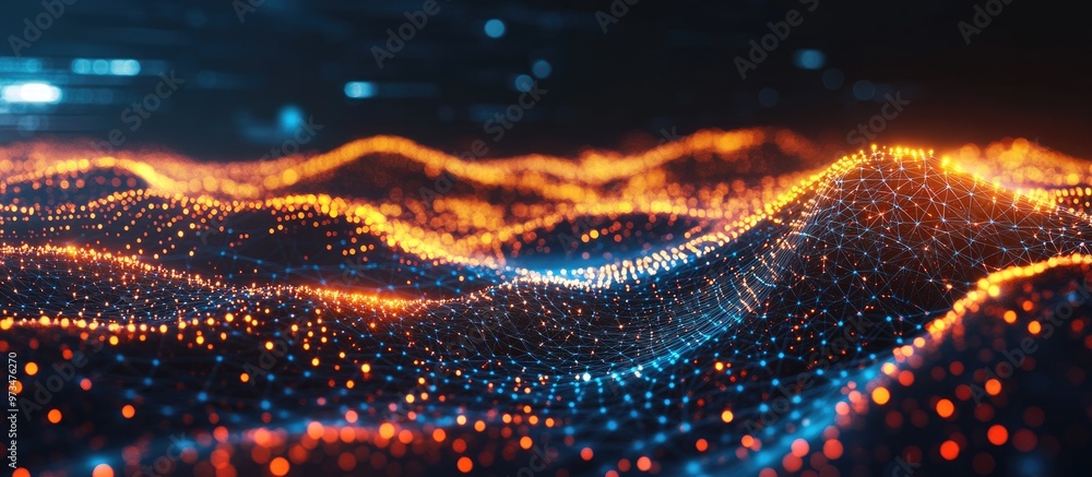 Aufkleber abstract illustration of data technology featuring a low poly design with connecting dots and lines 