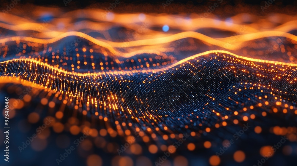 Aufkleber abstract illustration depicting interconnected data nodes and flows