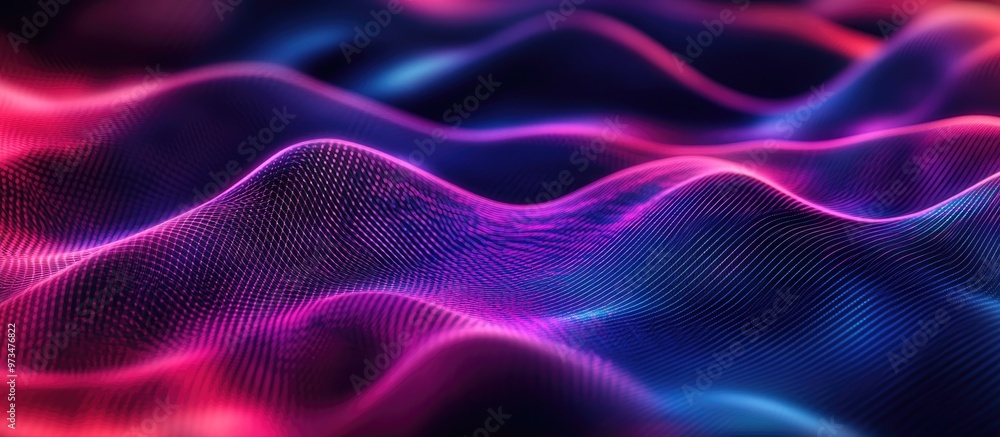 Poster gradient wavy line shapes create blended covers this abstract cyber background features a modern vis