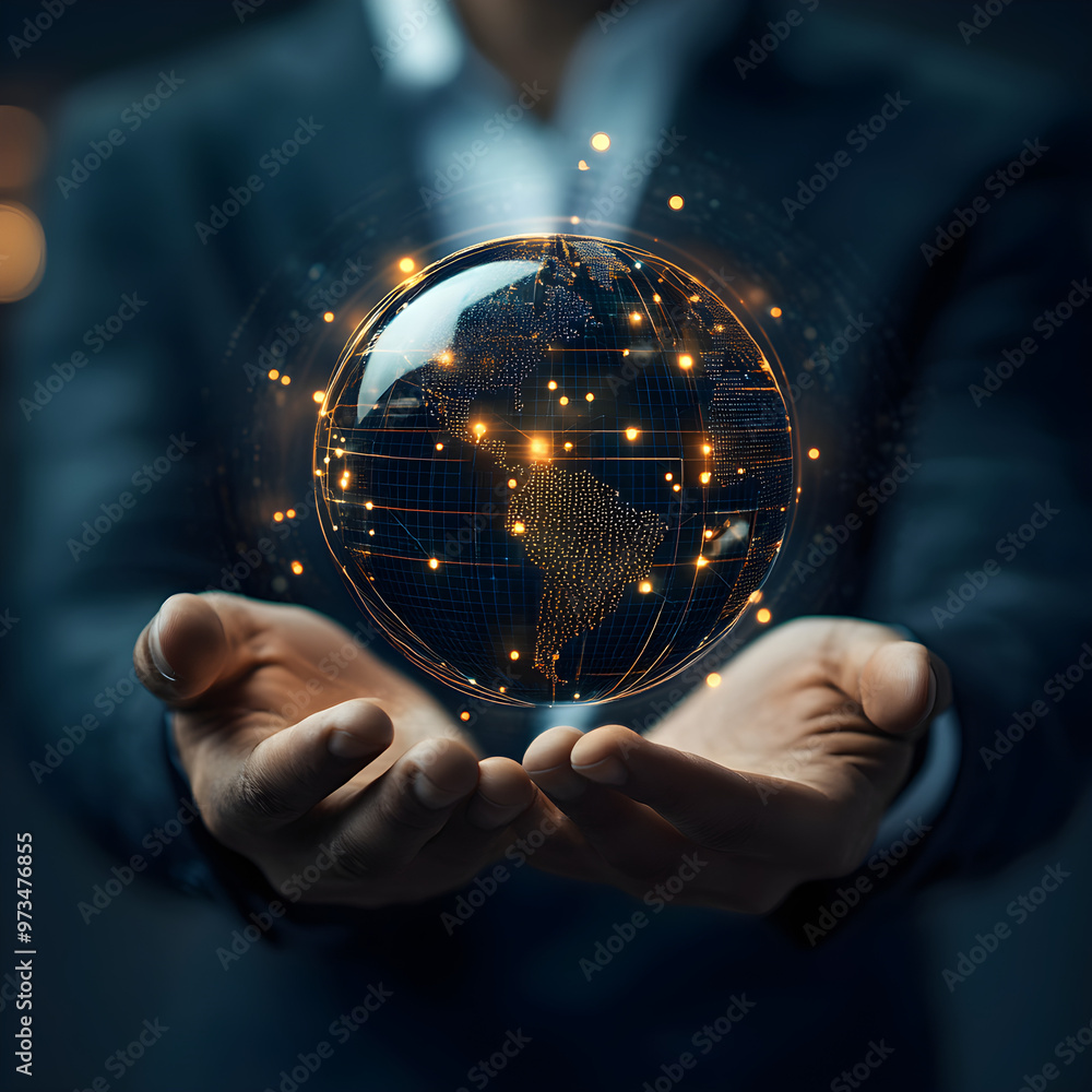 Poster free image of connected globe symbolizing big data and internet