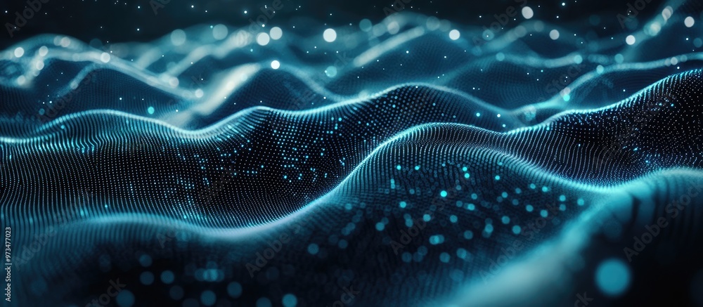 Poster Interwoven points and lines create an abstract background showcasing a technological aesthetic suitable for science and big data in 3D rendering