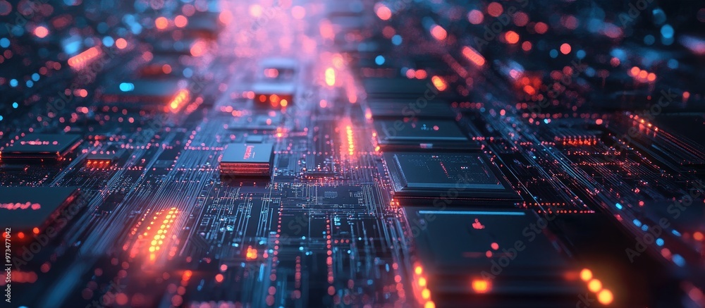 Aufkleber ai enhanced cpu processor visualizing data flow and processing in a 3d rendered illustration related