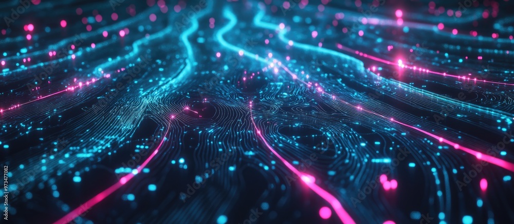 Poster abstract technology background featuring artificial intelligence concepts in a digital web environme