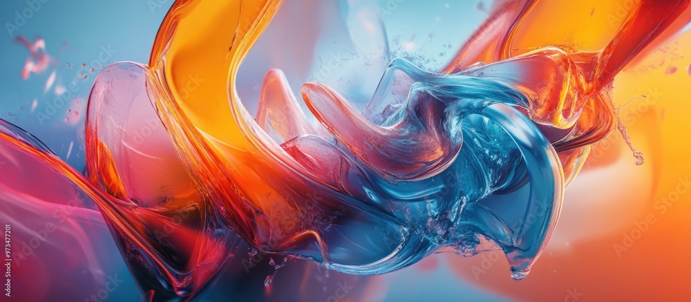 Poster Vibrant abstract composition featuring dynamic shapes and colors evoking a sense of movement and energy in a captivating visual display
