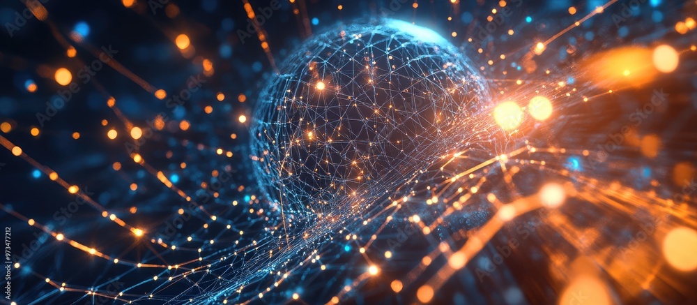 Poster artificial intelligence with a technological web backdrop virtual concept representation