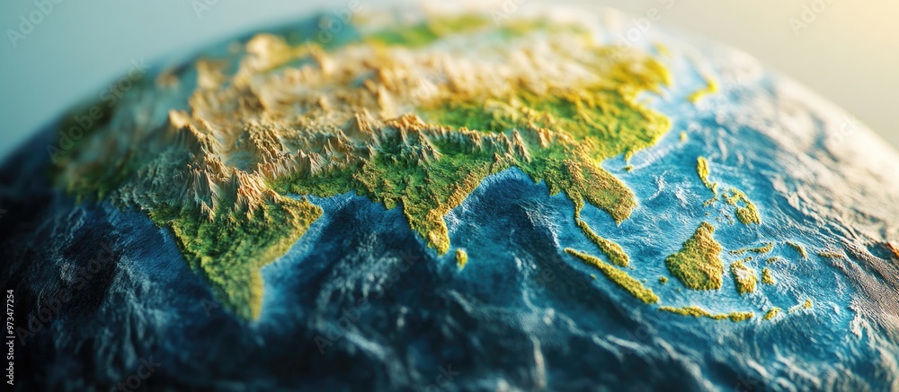 Poster abstract digital representation of earth created through computer generated imagery 3d illustration