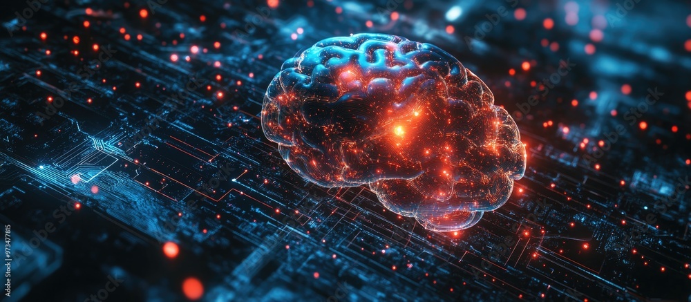 Poster abstract representation of artificial intelligence background featuring technology concepts and virt