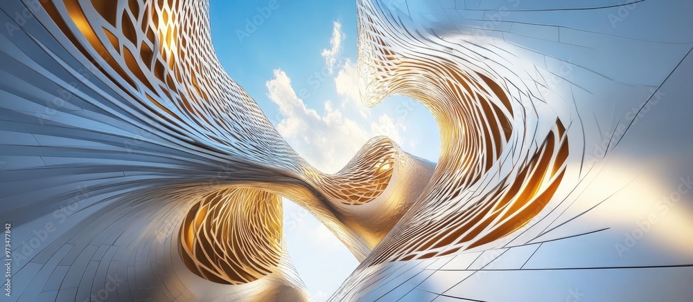 Poster twisted architectural structure with a modern design