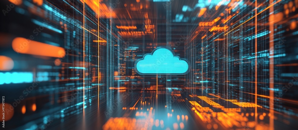 Poster cloud computing digital data management data center technology computer storage solutions and cybers