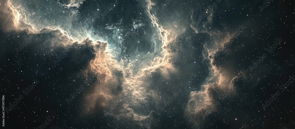 Poster starry sky featuring a nebula in distant deep space elements of this image provided by specific spac