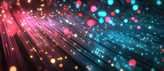 Obraz premium Vibrant fiber optics backdrop featuring numerous luminous spots