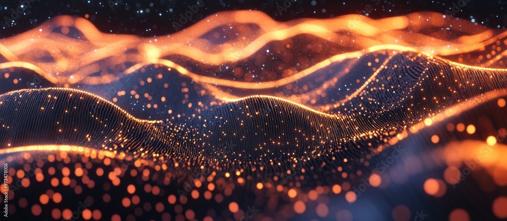 Poster abstract connection dots in a technological setting network concept represented through 3d rendering