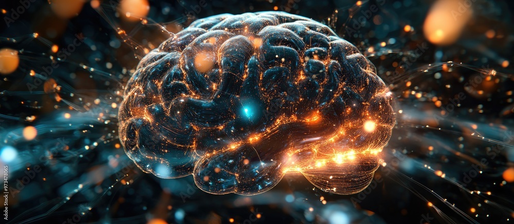 Poster ai generated digital art featuring advanced brain intelligence concepts in a 3d design
