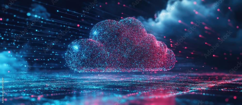 Poster cloud computing and big data concept network connectivity of digital information with an emphasis on