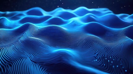 Naklejka premium Abstract blue futuristic background featuring intersecting wavy lines in a cosmic setting