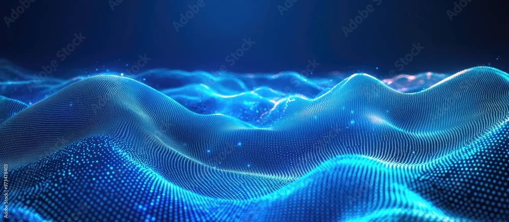 Poster blue wave light gradient texture background abstract digital backdrop featuring ai technology and bi