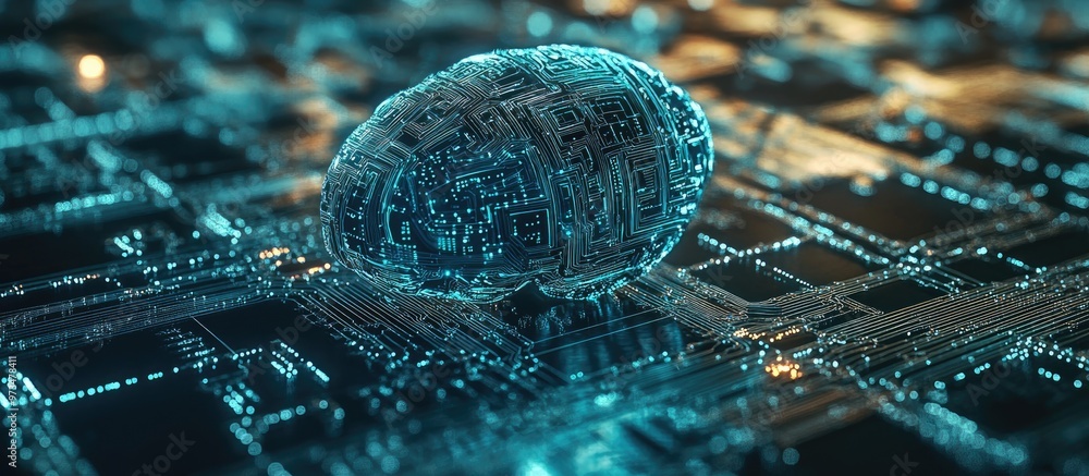 Aufkleber 3d illustration of artificial intelligence showcasing a digital mind and computer brain with program
