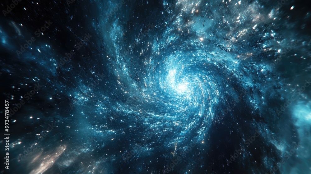 Poster abstract depiction of a galaxy s star whirlwind featuring fragmented elements in space through 3d re