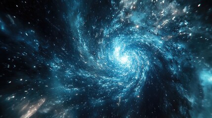 Abstract depiction of a galaxy s star whirlwind featuring fragmented elements in space through 3D rendering