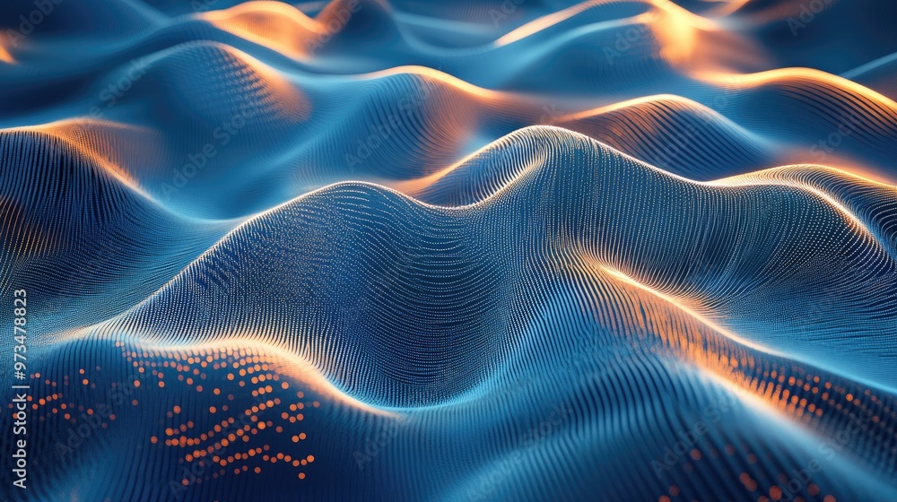 Poster abstract design featuring lines on a blue background showcasing a 3d illustration and rendering effe