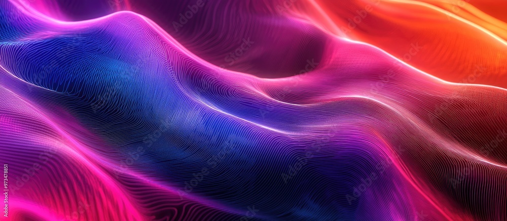Poster blended covers featuring gradient wavy lines modern minimalist design with an abstract cyber backdro