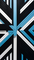 Obraz premium Top view of black, blue and white abstract geometric background