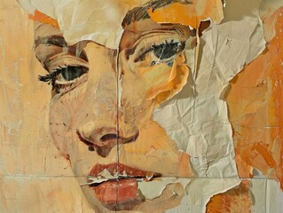 Close-up Portrait of a Woman with Peeling Paint