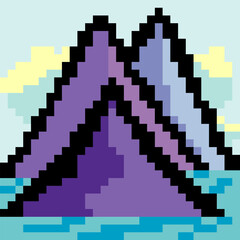 Fototapeta premium Mountain landscape in pixel art style
