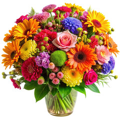 Obraz premium Beautiful vivid colorful mixed flower bouquet Isolated on transparent background.