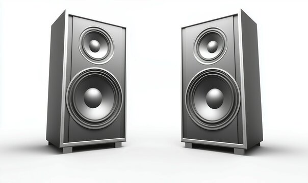 Altoparlanti grigi dal design moderno per un'esperienza audio immersiva, perfetti per amplificatori hifi.
