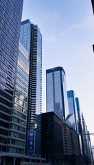 close up building Business skyscrapers in the Financial District, Toronto Downtown. ultra HD 4K
