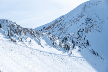 Back bowl Deer Valley, Traverse, snow covered caps, February 4, 2023