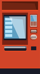 Orange atm cash machine accepting credit card for payment, electronic payment terminal