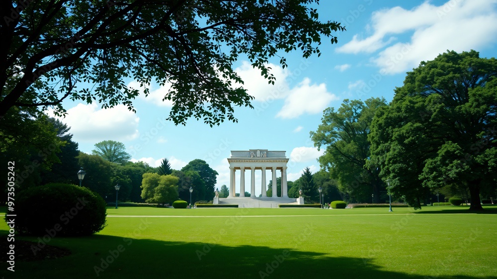 Canvas Prints green outdoor park with landmark