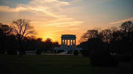 Obraz premium green outdoor park with landmark