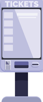 Modern ticket vending machine is displaying options for purchase on its screen