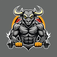 bull bodybuilding logo icon