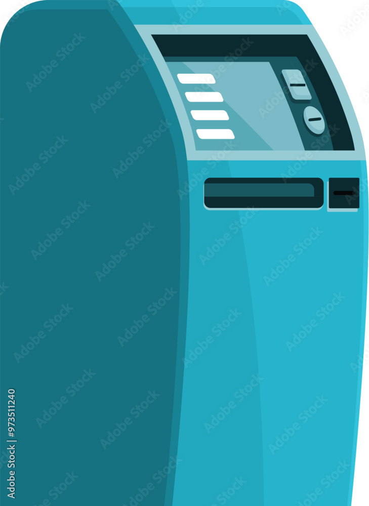 Poster modern atm machine with a blank screen, ready for transactions