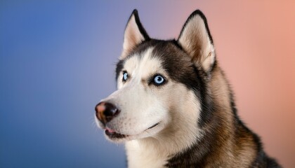 Obraz premium Siberian Husky dog ​​on colored background